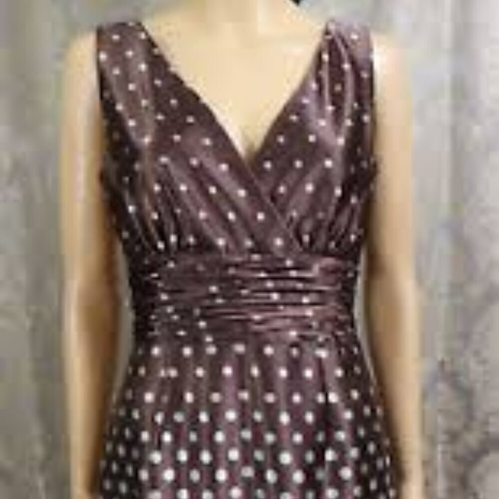 JESSICA HOWARD VINTAGE WOMEN'S SATIN FEEL SLEEVELESS KNEE LENGTH POLKA DOT 14P